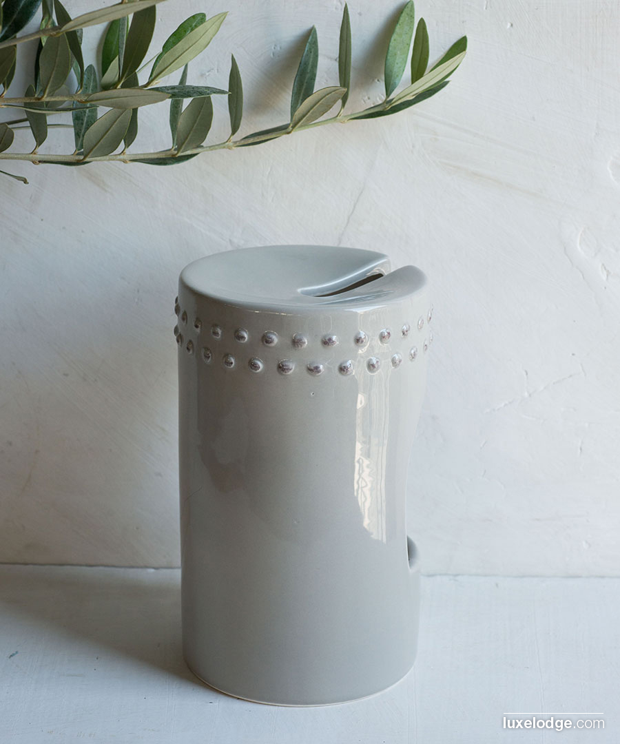 Porta scopino in ceramica grigio, Ceramica per il bagno
