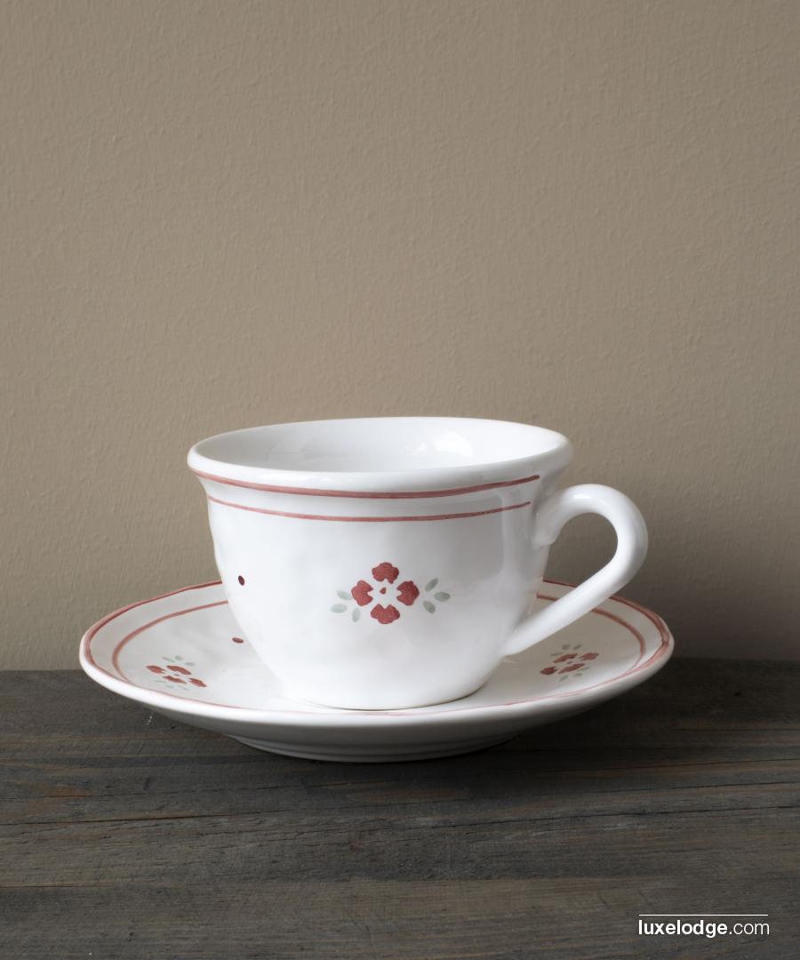 Taza con plato blanca motivo floral | Tazas, | Cocina | Luxelodge