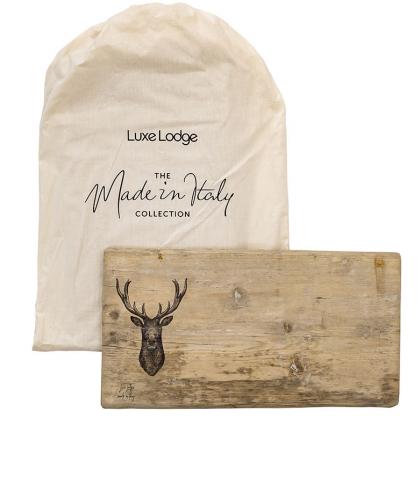 Bandeja / bajo plato de madera antigua con decoración de ciervo vendido en su bolsa de algodón.<br />
Artículo sujeto a pequeñas variaciones de medida. 
